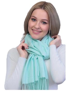 Шарф кашемировый  голубой 241127
