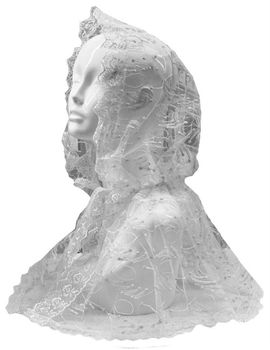 Ниспадающий платок капор в церковь  белый 280121