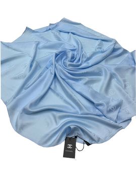 Шелковый платок Chanel 510200 голубой