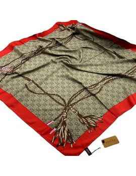 Шелковый женский платок Gucci красный  060102
