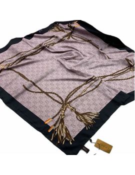 Шелковый женский платок Gucci розовый с черным  060104