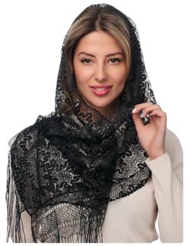 Шарф кружевной в церковь  черный 060400