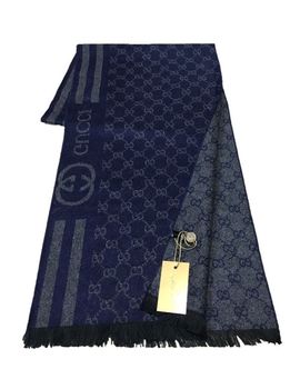 Шарф мужской Gucci 150112 синий с серым