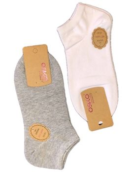 Носки женские короткие 2 пары белые серые  OSKO А1681/1