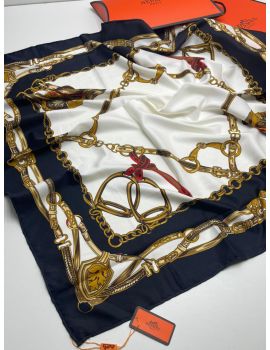 Шелковый платок HERMES белый 2609225