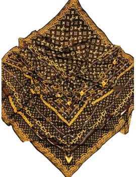 Платок брендовый шёлковый коричневый 050806