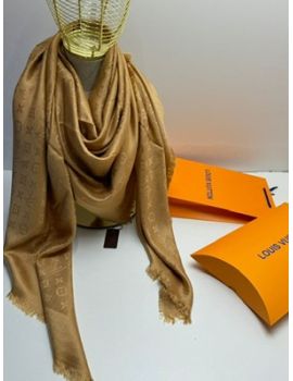 Платок брендовый шерсть с шелком 4004 золотистый