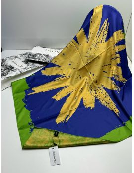 Женский платок шёлковый Dior желтый с синим  30102501