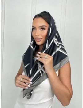 Платок женский  шёлковый черный 07082421