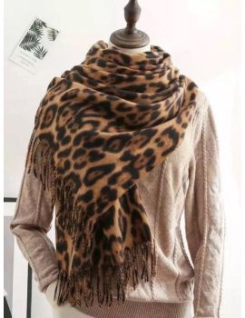 Шарф зимний  теплый 14112413 леопардовый коричневый
