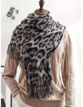 Шарф зимний  теплый 14112412 леопардовый серый