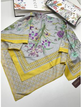 Шелковый женский платок Gucci желтый  11092311