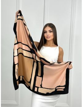 Шелковый платок HERMES бежевый 20072504