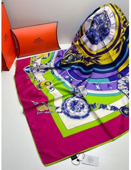 Шелковый платок HERMES розовый белый 04082521