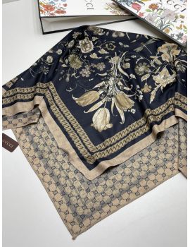 Шелковый женский платок Gucci черный  11092309