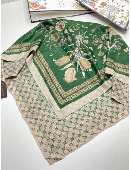 Шелковый женский платок Gucci зеленый  11092308