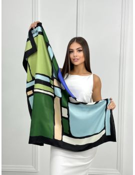 Шелковый платок HERMES зеленый 20072500