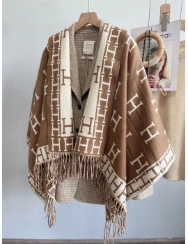 Палантин Hermes кашемировый светлый коричневый 28092322