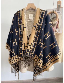 Палантин Hermes кашемировый черный 28092321