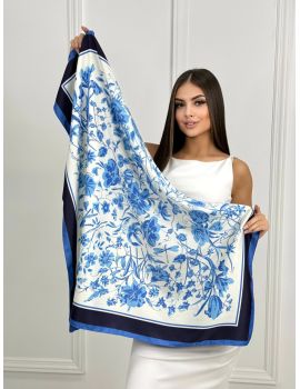 Женский шелковый платок Gucci белый голубой 20072520