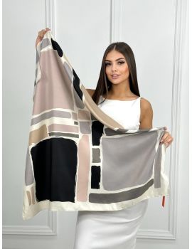 Шелковый платок HERMES серый 20072506