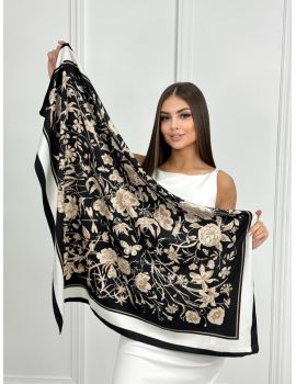 Женский шелковый платок Gucci белый черный 20072521
