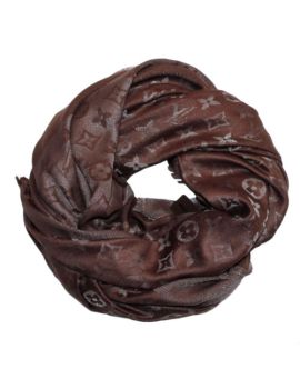 Платок брендовый шерстяной шоколад с серебром 06112501