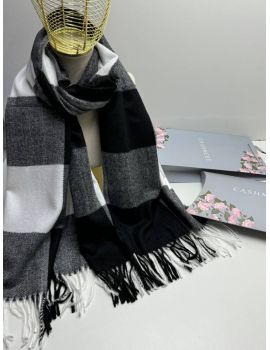 Палантин женский  в крупную клетку четный с белым 04112503