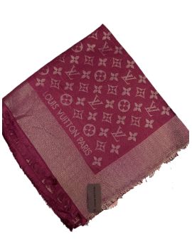 Платок брендовый шерстяной бордовый с золотом 06112505
