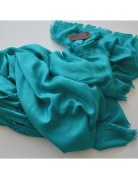 Платок брендовый шерстяной бирюзовый 1153