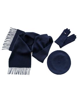 Комплект (берет, шарф, перчатки) 00032 синий