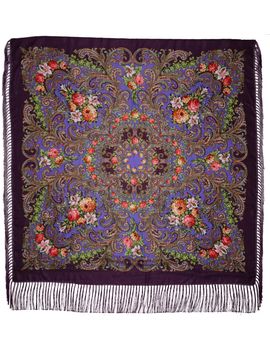 Платок с павловопасадским узором фиолетовый 0900