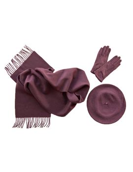 Комплект (берет, шарф, перчатки) марсала 00391