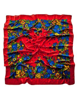 Платок шерстяной Tranini 0401 русский узор красный