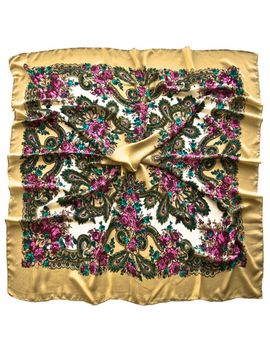 Платок шерстяной Tranini 0329 русский узор бежевый