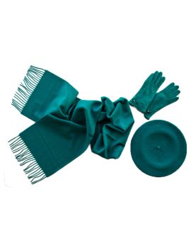 Комплект (берет, шарф, перчатки) 00361 бирюзовый