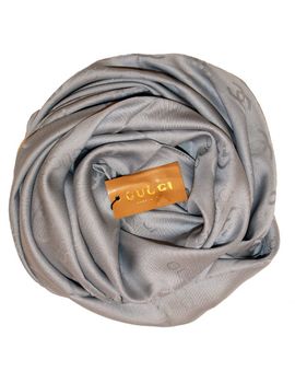 Шелковый женский платок Gucci серый 6031