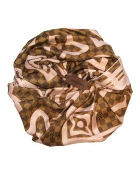 Платок брендовый шелковый  коричневый 1196