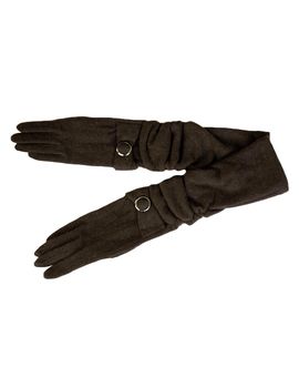 Перчатки женские шерстяные Tranini 40302 PERCH коричневые трикотажные