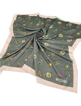 Платок шелковый женский Moschino серый 40014