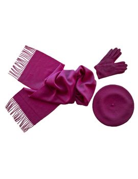 Комплект женский (берет, шарф, перчатки) 00271 фуксия