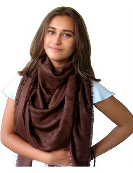 Платок брендовый шерстяной горький шоколад 1146
