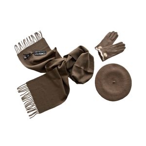 Комплект женский (берет, шарф, перчатки) 00451 темно-бежевый