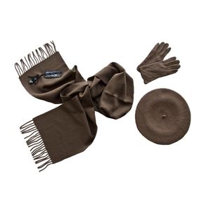 Комплект женский (берет, шарф, перчатки) 00481 темно-бежевый