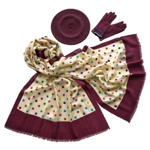 Комплект (берет, палантин, перчатки) Tranini 39005 бордовый