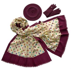 Комплект (берет, палантин, перчатки) Tranini 39006 бордовый