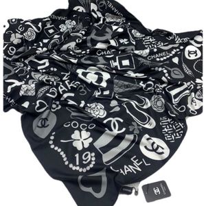 Шелковый платок  CHANEL черный 220126