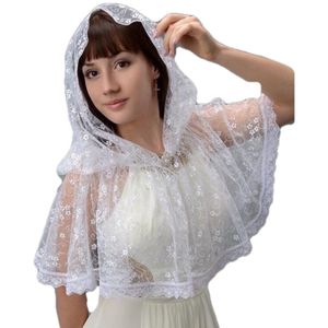 Ниспадающий платок капор в церковь  белый 280120