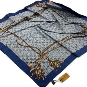 Шелковый женский платок Gucci синий  060103