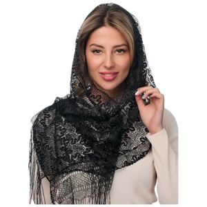 Шарф кружевной в церковь  черный 060400